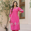 Pink Cotton Embroidered Designer Kurta Salwar Set