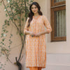 Orange Printed Embroidered Kurta Pant Set