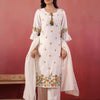 White Polyester Embroidered Designer Kurta Pant With Dupatta Set