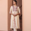 Beige Cotton Embroidered Kurta Pant Set