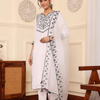 White Shantoon Embroidered Yoke Kurta Pant Set With Dupatta