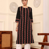 Black Cotton Detailed Straight Kurta
