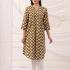 Mustard Cotton A-line Pintuck Kurta