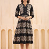 Black Cotton Printed Designer Flared Dress