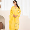 Yellow Cotton Embroidered Designer Kurta Pant Set With Dupatta