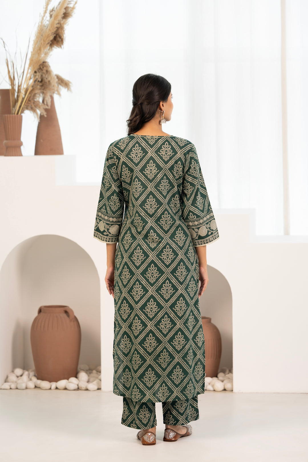 Green Cotton Printed Designer Kurta Pant With Dupatta Set