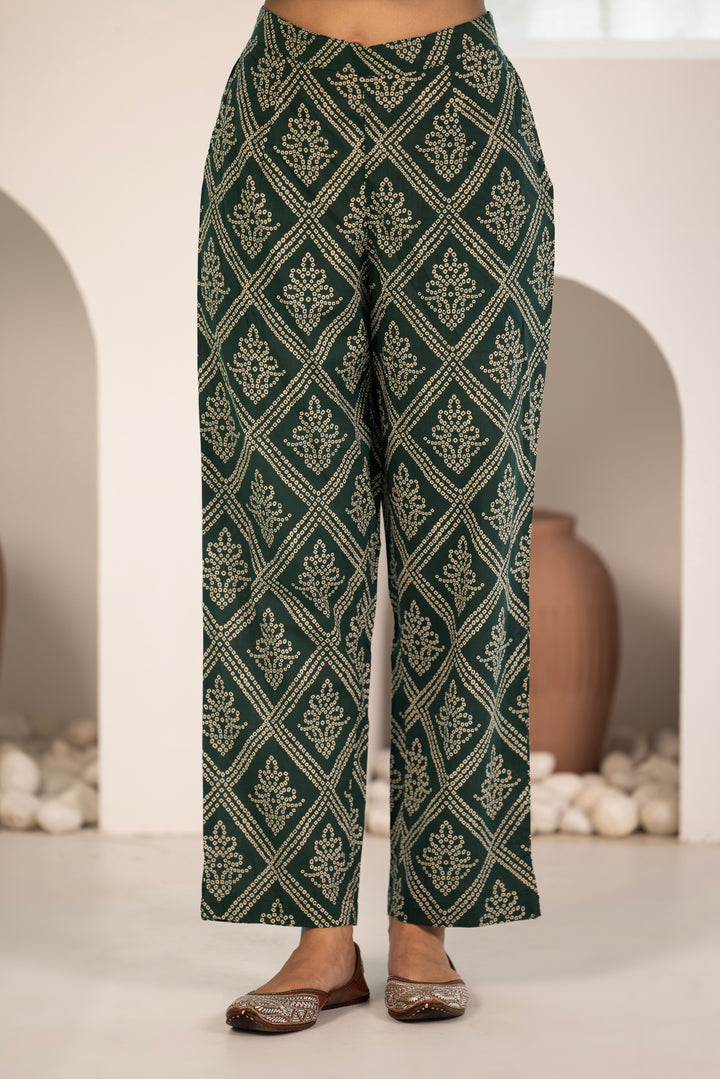 Green Cotton Printed Designer Kurta Pant With Dupatta Set
