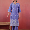 Purple Cotton Embroidered Kurta Pant Set
