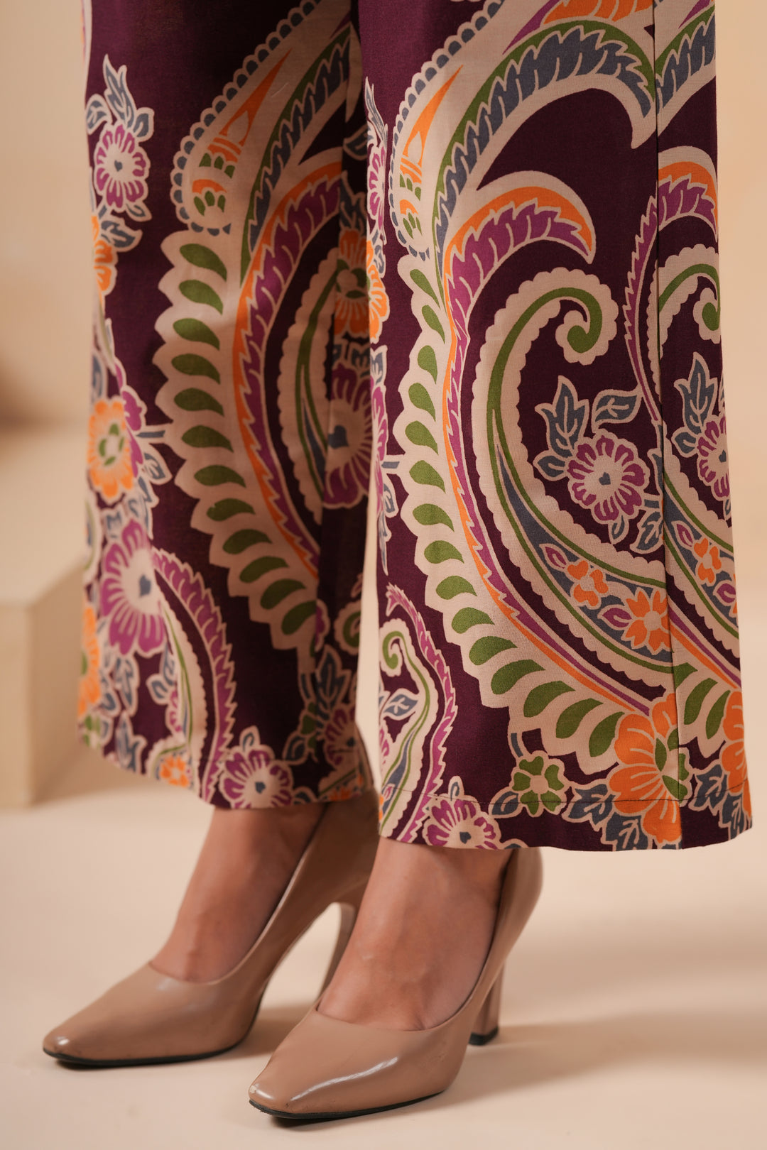 Cotton Flex Wine Designer Printed Co-Ord Set