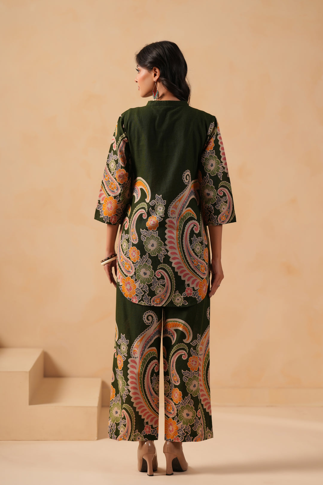 Cotton Flex Dark Green Designer Printed Co-Ord Set