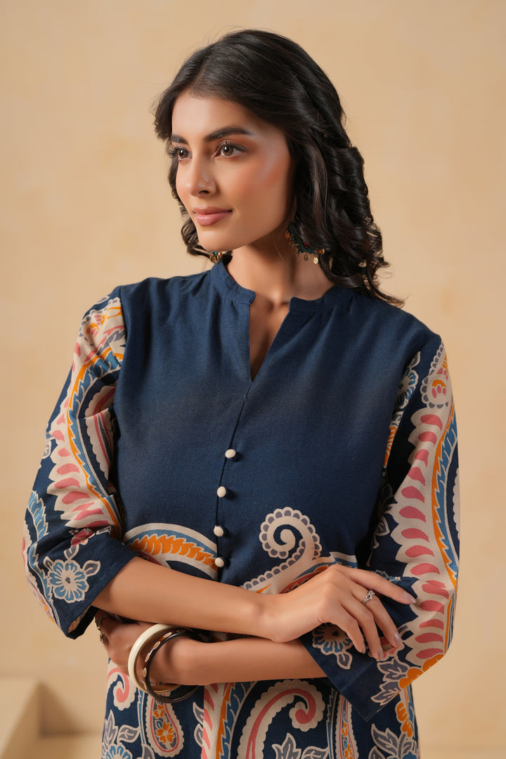 Blue Cotton Flex Designer Printed Co-Ord Set