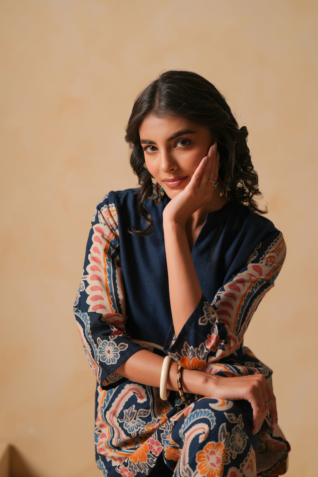 Blue Cotton Flex Designer Printed Co-Ord Set