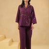 Dark Purple Embroidered Designer Co Ords Set