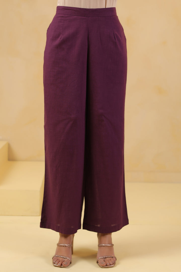 Dark Purple Embroidered Designer Co Ords Set