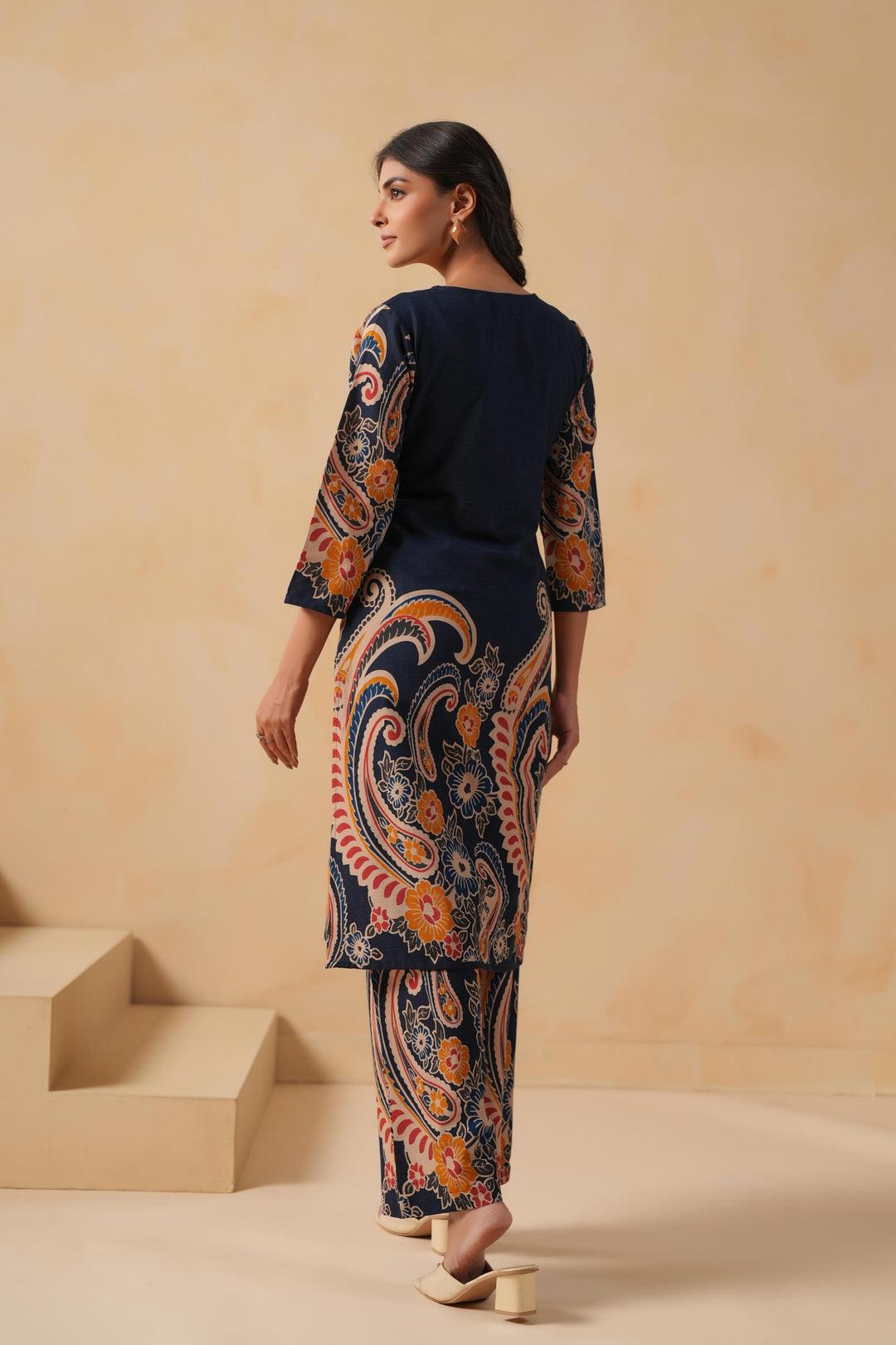 Cotton Flex Blue Designer Printed Kurta Pant Set