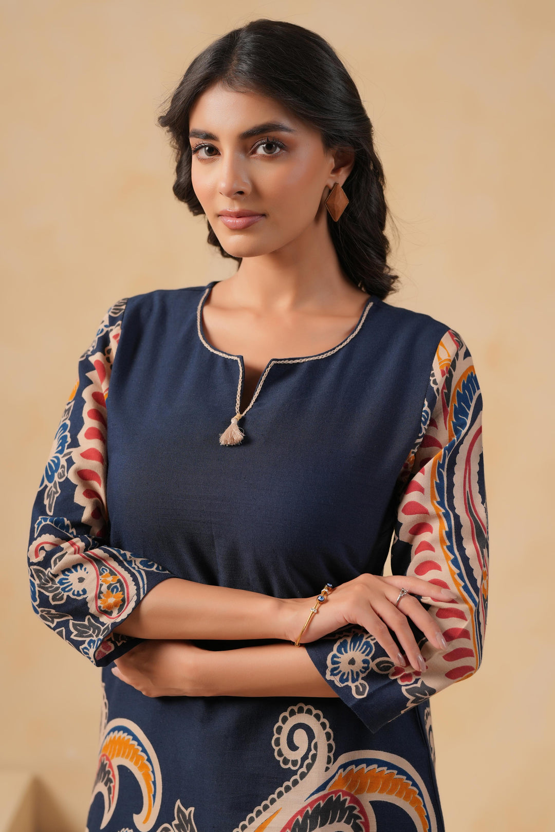 Cotton Flex Blue Designer Printed Kurta Pant Set