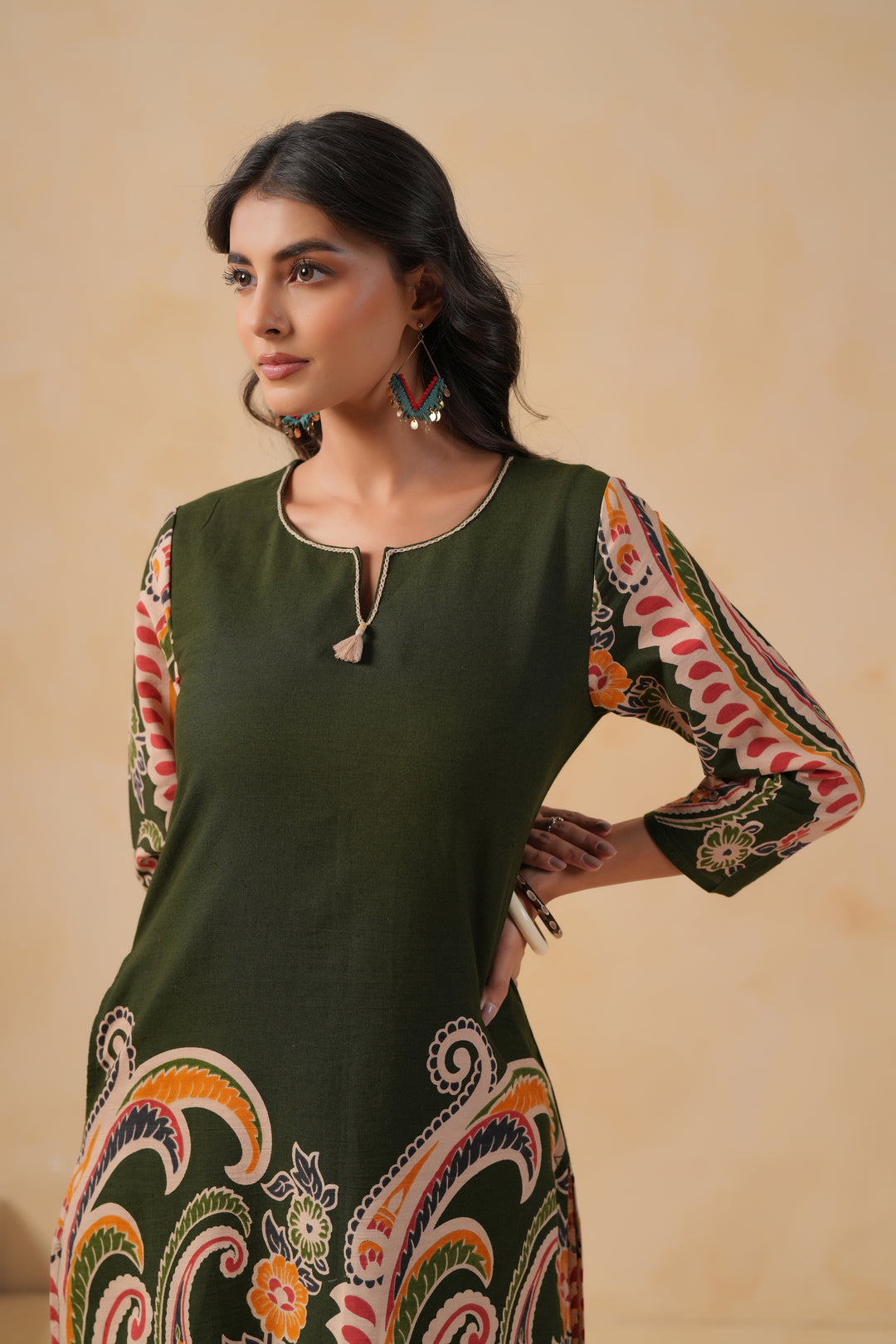 Cotton Flex Green Designer Printed Kurta Pant Set