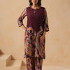 Cotton Flex Wine Designer Printed Kurta Pant Set