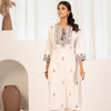 White Cotton Embroidered Designer Kurta Pant Set