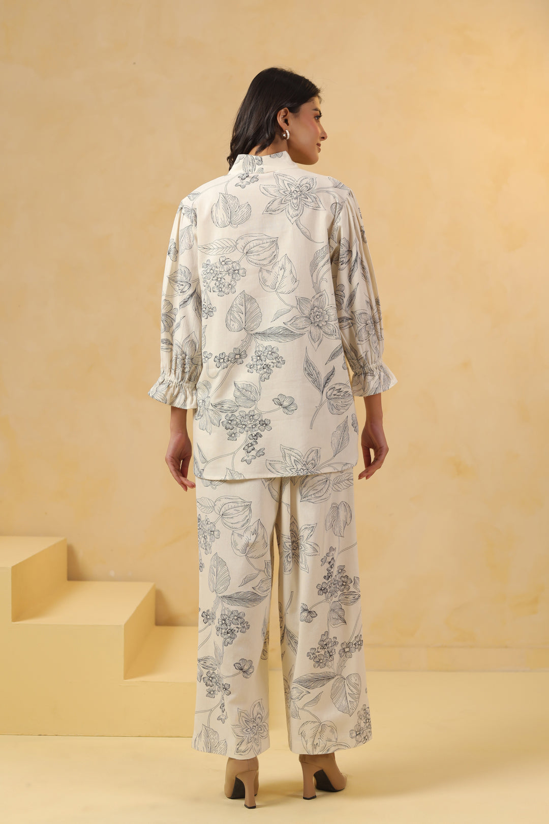 Off White Cotton Printed Designer Co-Ords Set