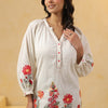 White And Red Cotton Schiffili Embroidery Top