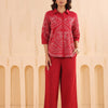 Red Cotton Embroidered Designer Co Ords Set