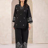 Black Cotton Flex Embroidered Designer Co ords Set