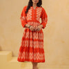Orange Cotton Printed Designer Flared Dress