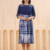 Blue Cotton Embroidered Designer Dress