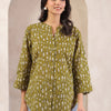 Green Cotton Printed Straight Top