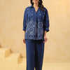 Blue Cotton Embroidery Designer Co Ords Set