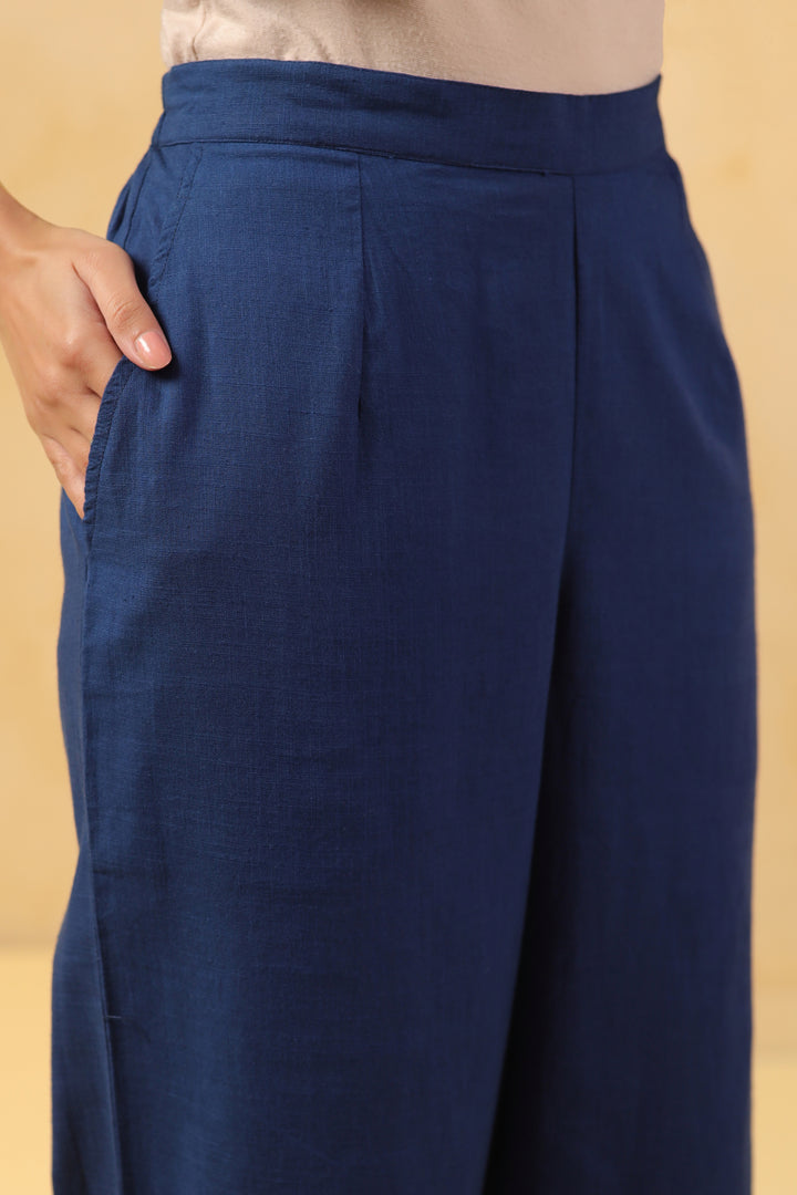 Blue Cotton Embroidery Designer Co Ords Set