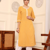 Mustard Yarn Dyed Striped Kurta