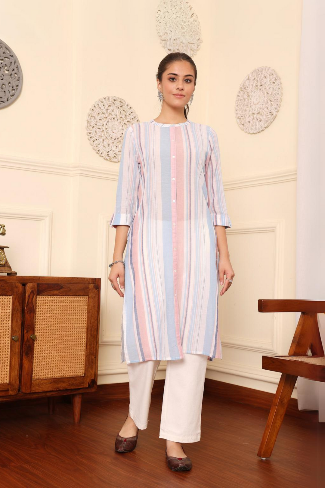 Multicolor Yarn Dyed Straight Kurta