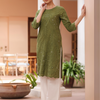Green Pure Cotton Embroidered Print Embroidery Work Straight Designer Kurta