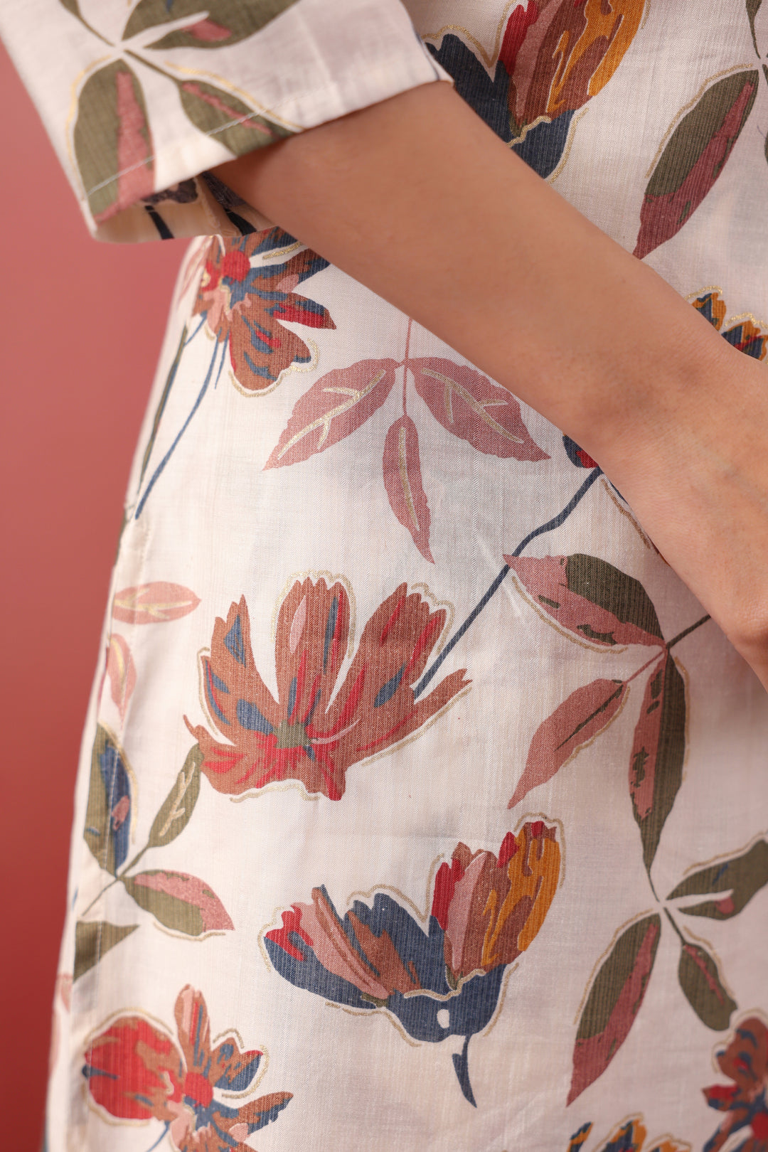 Multicolor Polyester Floral Printed Kurta Pant Set