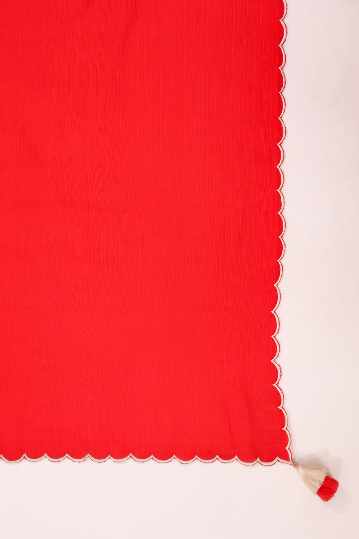Red Poly Silk Embroidered Designer Kurta Pant With Dupatta Set