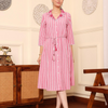 Pink Yarn Dyed Embroidered Collar Dress