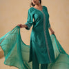 Green Silk Blend Embroidered Kurta Pant Set With Dupatta