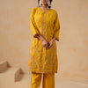 Mustard Poly Silk Embroidered Designer Kurta Pant Set