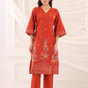 Rust Cotton Flex Embroidered Designer Kurta Pant Set