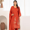 Rust Cotton Flex Embroidered Designer Kurta Pant With Dupatta Set