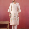 Polyester White Embroidered Designer Kurta Pant Set