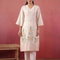 Polyester White Embroidered Designer Kurta Pant Set