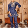 Denim Blue Embroidered Top