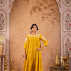 Mustard Mul Chanderi Embroidered Designer Dress