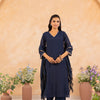 Blue Mal Chanderi Embroidered Designer Kurta Pant And Dupatta Set