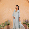 Powder Blue Mul Chanderi Embroidered Designer Kurta Pant With Dupatta Set