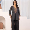 Grey Cotton Embroidered Designer Top
