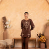 Brown Rayon Embroidered Designer Top